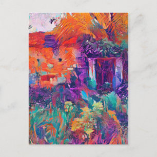 Helle Farben der Natur, die ein Haus zurückerobern Postkarte