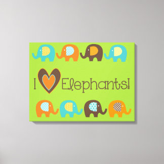 Helle Farben in der Liebe Elefanten Wrapped Canvas Leinwanddruck