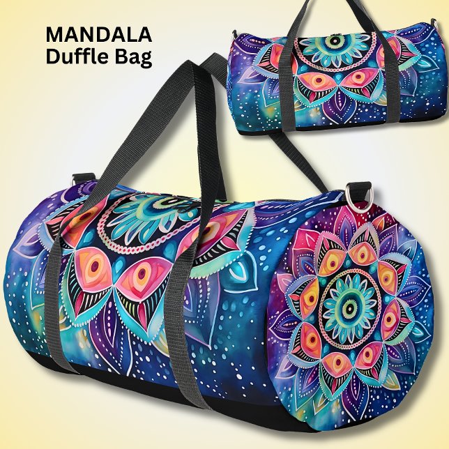 Helle Farben Mandala Blue Aqua Pink Duffle Bag (Von Creator hochgeladen)