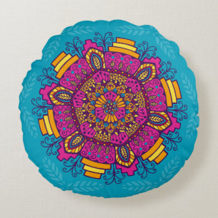 Helle Farben Mandala Rundkissen Rundes Kissen