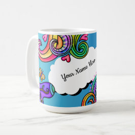 Helle Farben, weiche Doodles, personalisierbar Kaffeetasse
