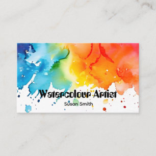 Helle, farbenfrohe, abstrakte Aquarell-Kunst Quadr Visitenkarte