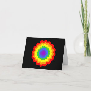 Helle, farbenfrohe Blume in Regenbogenfarben. Karte