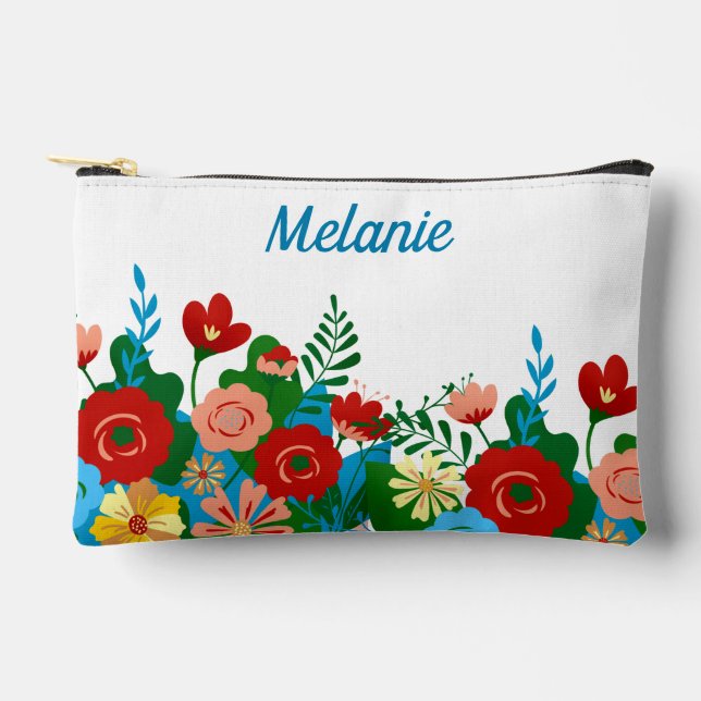 Helle farbenfrohe BlumenBouquet Personalisiert Zubehörtasche (Vorderseite)