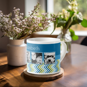 Helle, farbenfrohe Chevron - 4-Foto-Collage Espressotasse