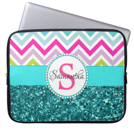 Helle farbenfrohe Chevrons | Aquamariner türkisfar Laptopschutzhülle