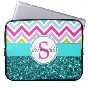 Helle farbenfrohe Chevrons Aquamariner türkisfar Laptopschutzhülle