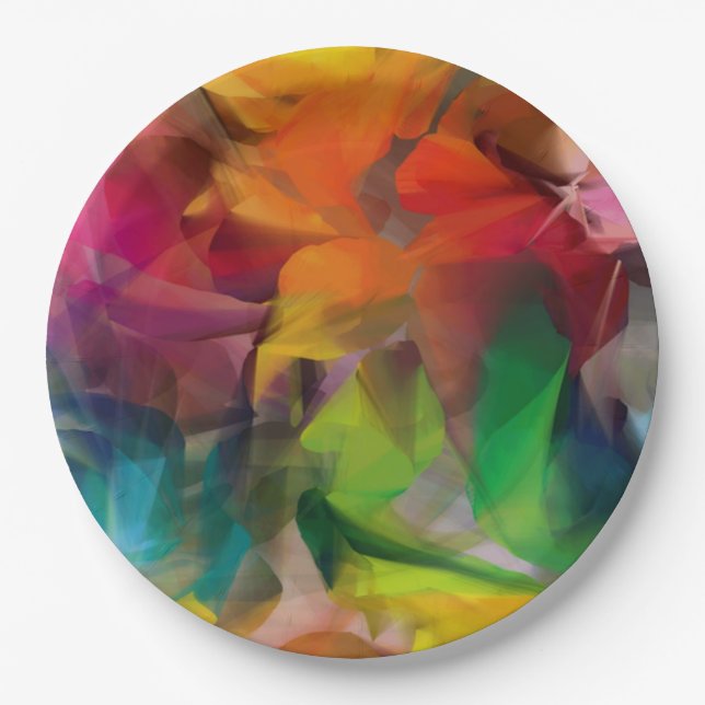 Helle, farbenfrohe Fee Kunst Pappteller (Vorderseite)