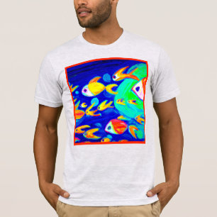 Helle, farbenfrohe Fischmuster Gemälde. Jetzt kauf T-Shirt
