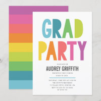 Helle, farbenfrohe Grad-Party Einladung