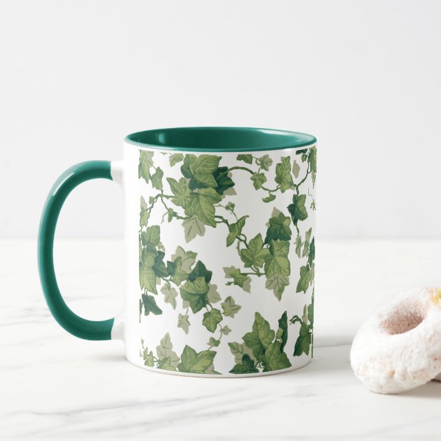 Helle farbenfrohe grüne Kletterpartie Tasse (Mit Donut)