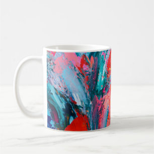 Helle, farbenfrohe handgemalte abstrakte Hintergru Kaffeetasse