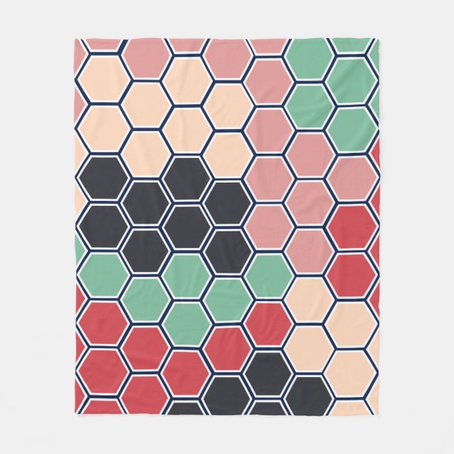 Helle, farbenfrohe, moderne Hexagons Fleecedecke (Vorderseite)