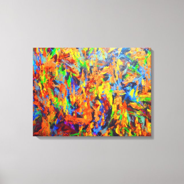 Helle, farbenfrohe Multicolor Abstrakt Art Malerei Leinwanddruck (Vorderseite)