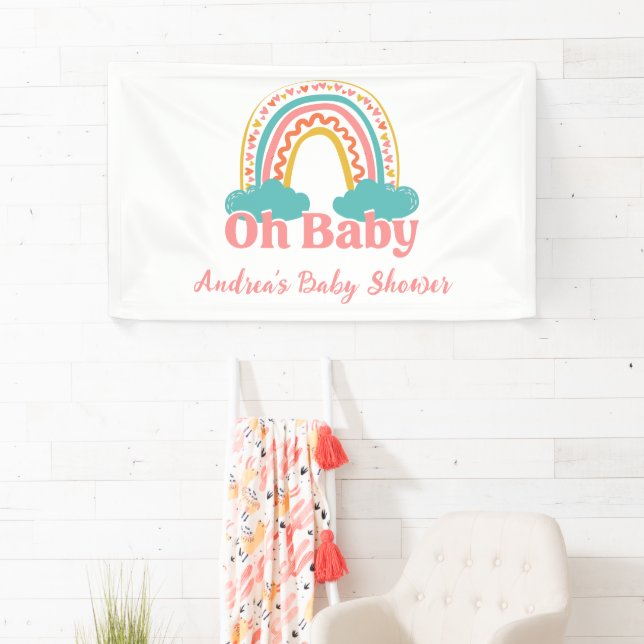 Helle, farbenfrohe Regenbogen Babydusche Banner (Insitu)