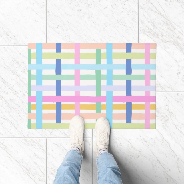 Helle, farbenfrohe Regenbogen-Karierung - Maximali Fußmatte (Indoor)