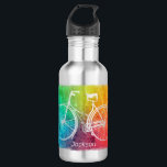 Helle Farbenfrohe Regenbogenbiker Personalisiert Edelstahlflasche<br><div class="desc">Helle,  mehrfarbige Fahrradkunst personalisierte Wasserflasche.</div>