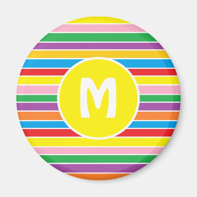 Helle, farbenfrohe, regenbogenfarbene, gestreifte  magnet (Vorne)