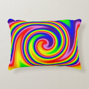 Helle, farbenfrohe Retro Hippie Rainbow Spiral Swi Dekokissen