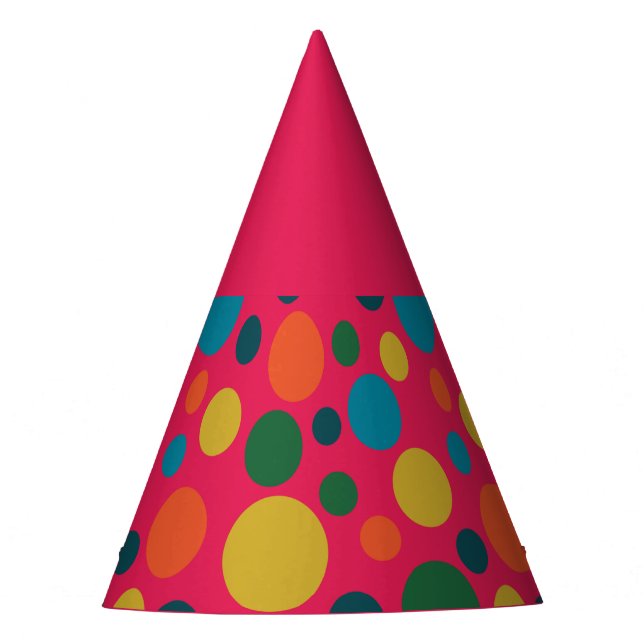 Helle, farbenfrohe rosa Polka-Punkte Partyhütchen (Vorderseite)