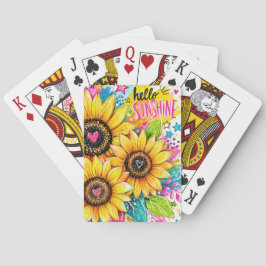 HELLE FARBENFROHE SOMMERSONNENBLUMEN & HERZEN SPIELKARTEN