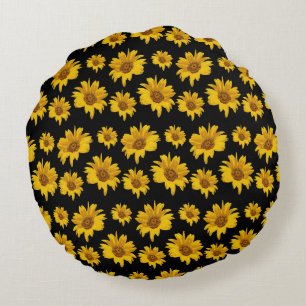 Helle, farbenfrohe Sonnenblume reversibel Rundes Kissen