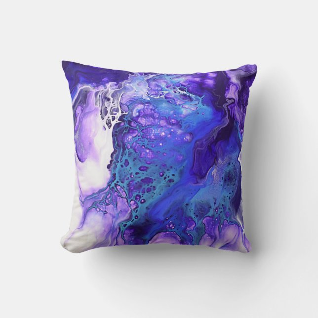Helle, farbenfrohe Violett Lila Abstrakte Kunst Kissen (Vorderseite)