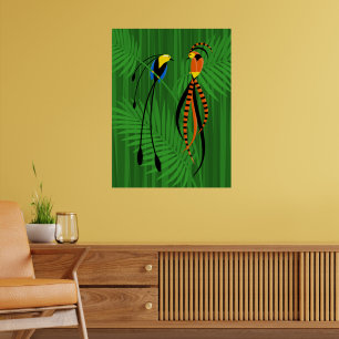 Helle, farbenfrohe Vögel des Paradieses Poster