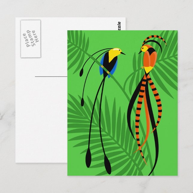 Helle, farbenfrohe Vögel des Paradieses Postkarte (Vorne/Hinten)
