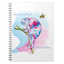 Helle, farbenfrohe Wasserfarbe Chamäleon und Biene