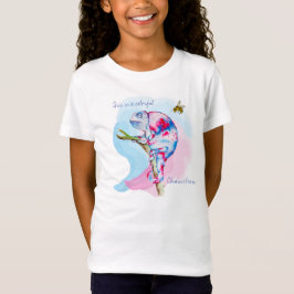 Helle, farbenfrohe Wasserfarbe Chamäleon und Biene T-Shirt