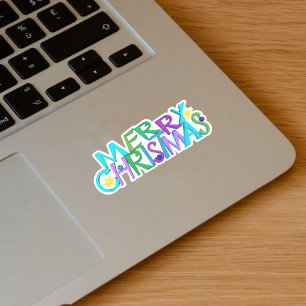 Helle, farbenfrohe Weihnachts-Textstars Aufkleber