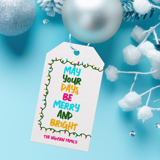 Helle, farbenfrohe Weihnachtsbeleuchtung Foto Magn Geschenkanhänger (Von Creator hochgeladen)