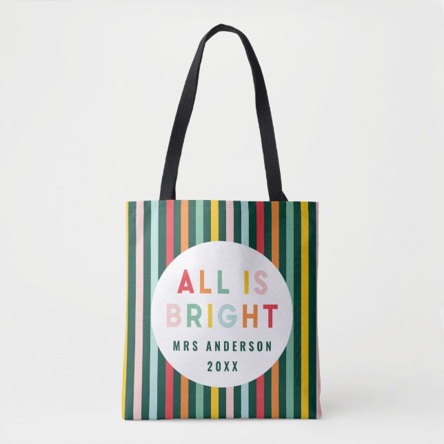 Helle farbenfrohe Weihnachtsfamilie Square Sti Tasche (Vorderseite)