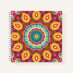 Helle Farbige Abstrakte Florale Mandala Notizbuch