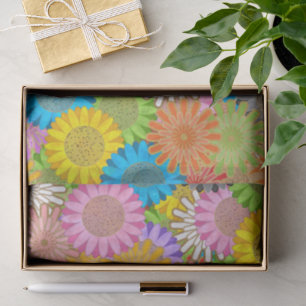 Helle Farbige Busy Chaotische Hippie-Blumenmuster Seidenpapier