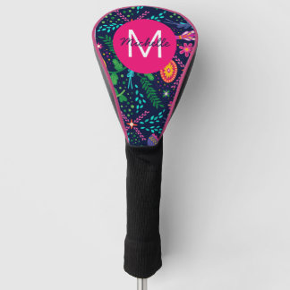 Helle Farbige Chaotische Florale Blaue Personalisi Golf Headcover