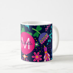 Helle Farbige Chaotische Florale Blaue Personalisi Kaffeetasse