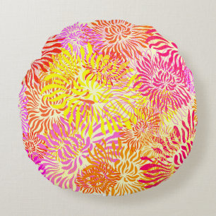 Helle, farbige Frühlingsdruckerei Blume Rundes Kissen