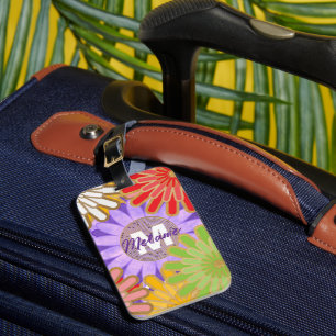 Helle Farbige Hippie-Blumenmuster Personalisiert Gepäckanhänger