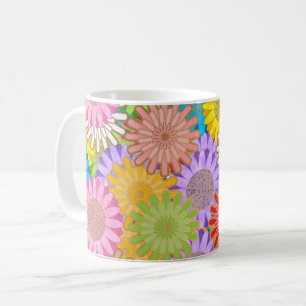 Helle Farbige Lebendige Chaotische Hippie-Blumen-M Kaffeetasse