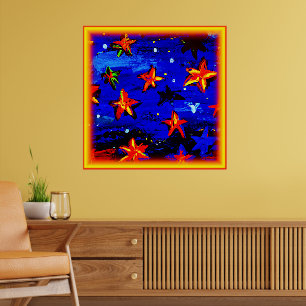 Helle, farbige Orangensterne. Jetzt kaufen Poster