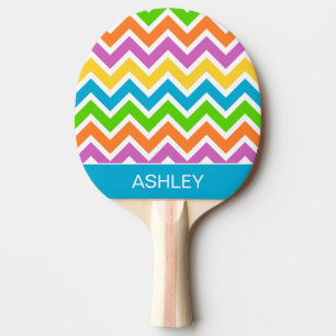 Helle Farbige Regenbogen-Chevron Personalisiert Tischtennis Schläger