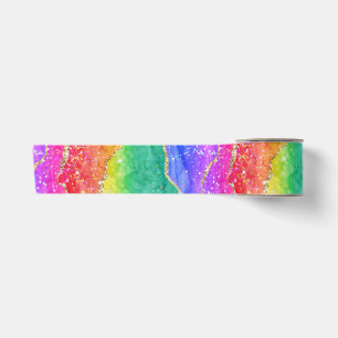 Helle Farbige Regenbogen Glitter Gold Achat Satinband