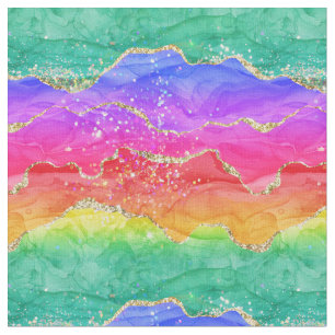 Helle Farbige Regenbogen Glitter Gold Achat Stoff