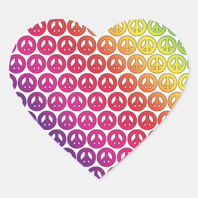 Helle Farbige Retro Rainbow Peace Symbols Herz-Aufkleber (Vorderseite)
