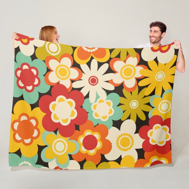 Helle Farbige Retro Süße Blumenmuster Fleecedecke (Beispiel)