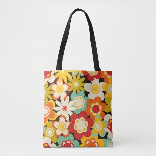Helle Farbige Retro Süße Blumenmuster Tasche (Vorderseite)