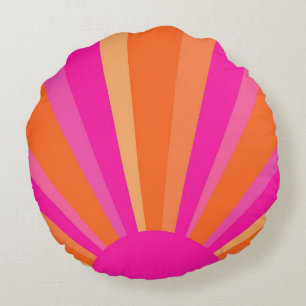 Helle, farbige Rosa-, Orange- und Gelbsonnenschirm Rundes Kissen