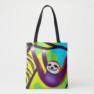 Helle farbige Sloth Tote Tasche